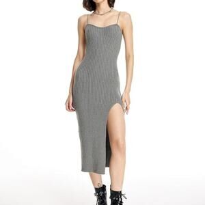 CIDER Knit Solid Cami Split Midi Dress